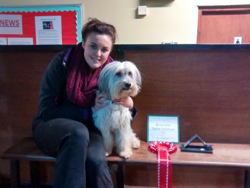 Ashleigh and Pudsey - Dog Agility Trophy - Green Slate Trophies