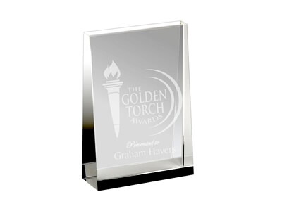 Sandblasted Glass Corporate Trophy